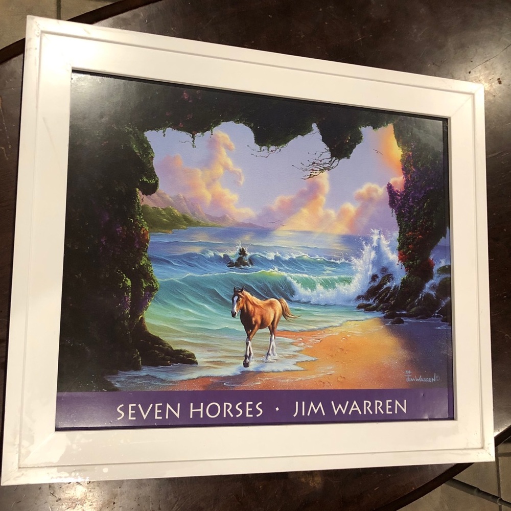 Framed Seven Horses Jim Warren Artwork